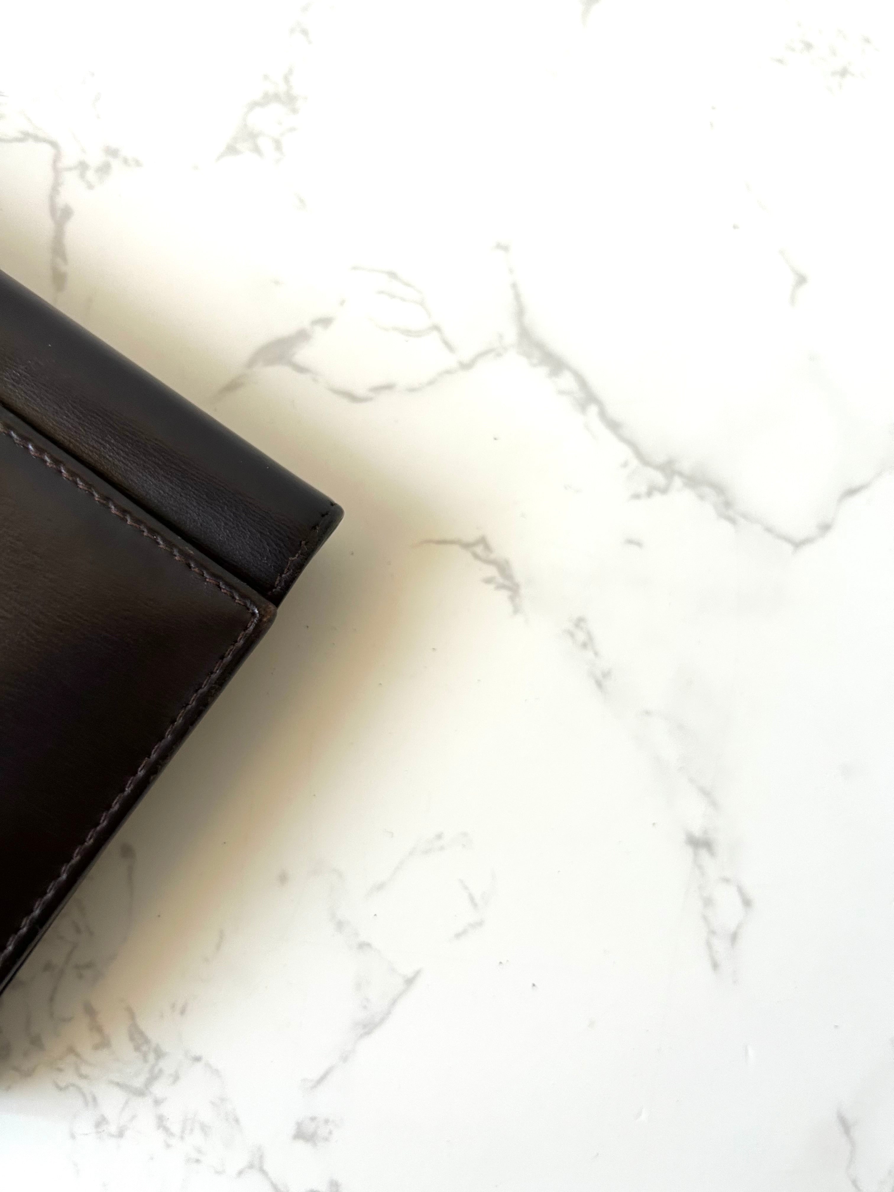 CELINE rare dark brown planet short wallet / wallet