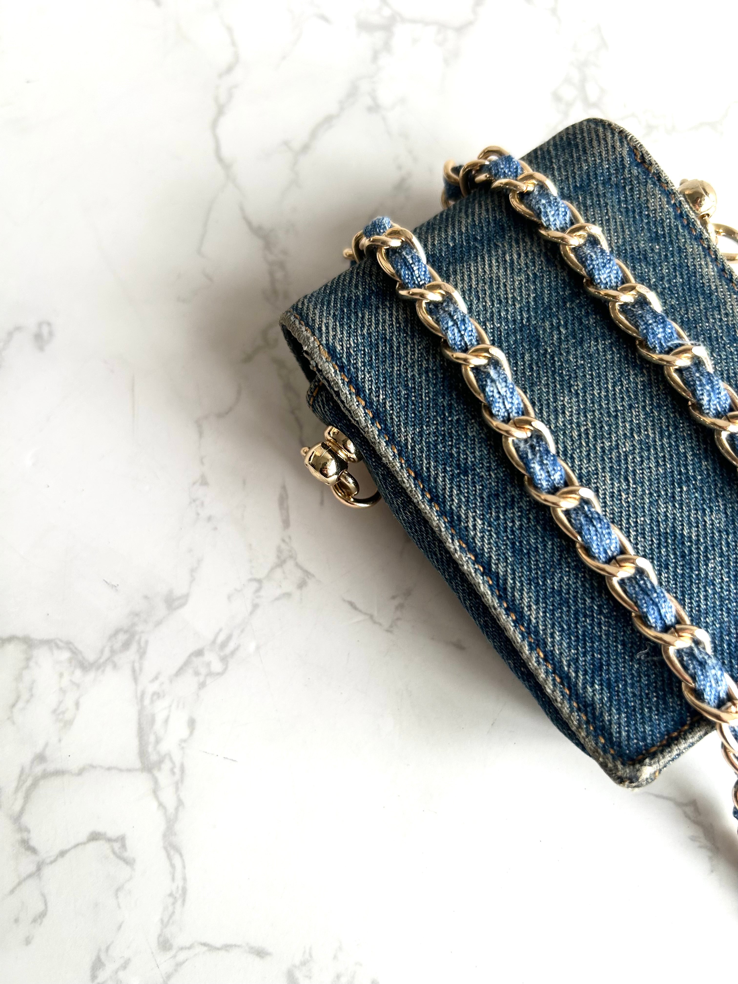 Chanel 牛仔布藍色斜背包 單肩包 側背包 中古包