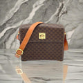 CELINE Brown Old Flower Leather Gold Buckle Small Envelope Box Small Bag/Side Bag/Messenger Bag - Japanese Second-hand Vintage