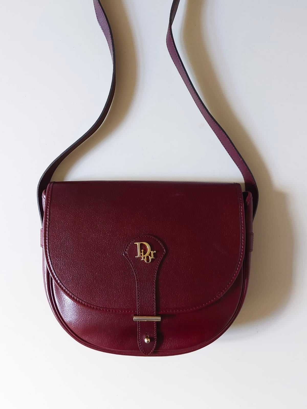 CHRISTIAN DIOR rare burgundy gold saddle Bobby small bag/shoulder bag/side bag/oblique bag