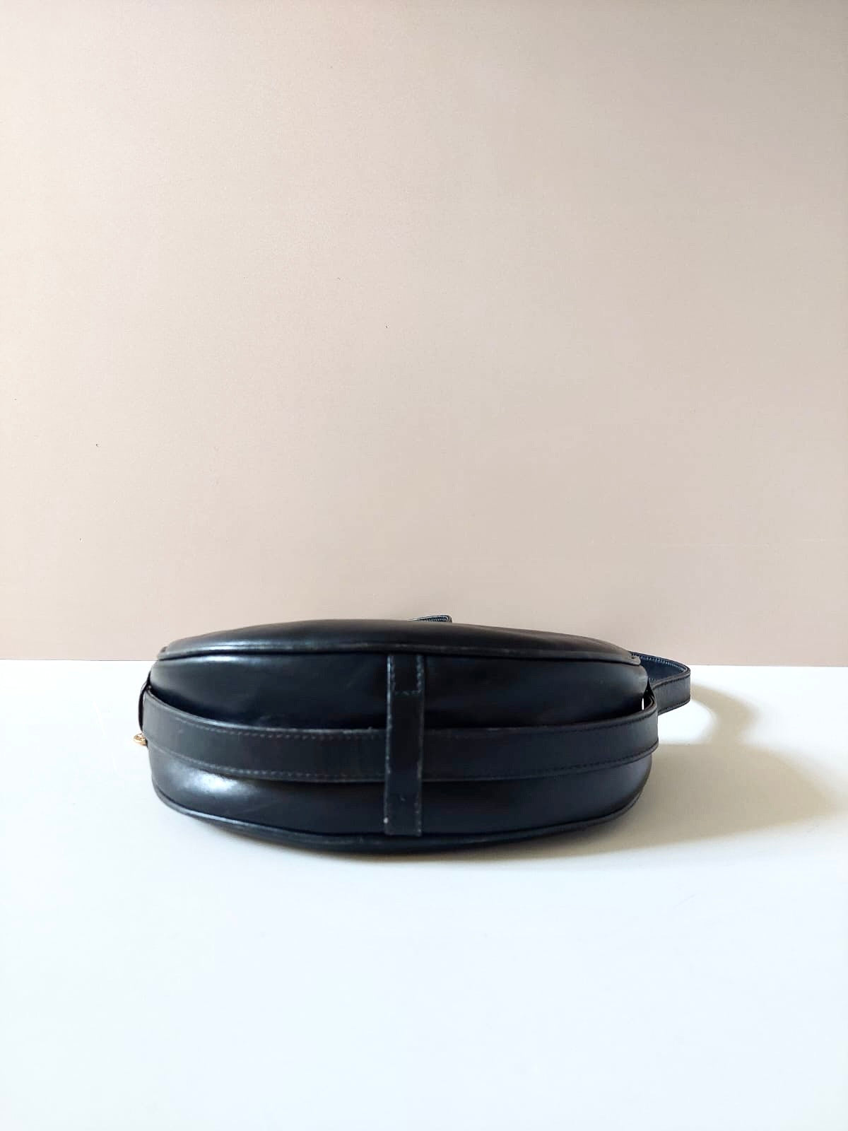 CELINE Half Moon Saddle Carriage Gold Buckle Leather Side Bag / Crossbody Bag