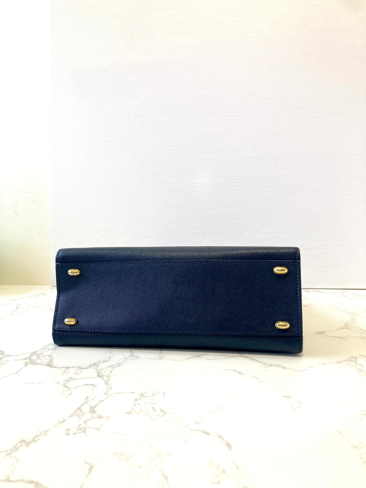 CELINE Rare Navy Blue x Gold Kelly Bag