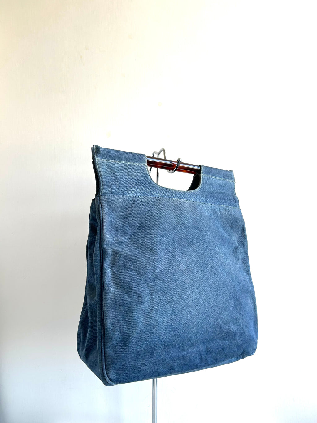 Rare CHANEL denim tortoise shell handle tote bag/handbag