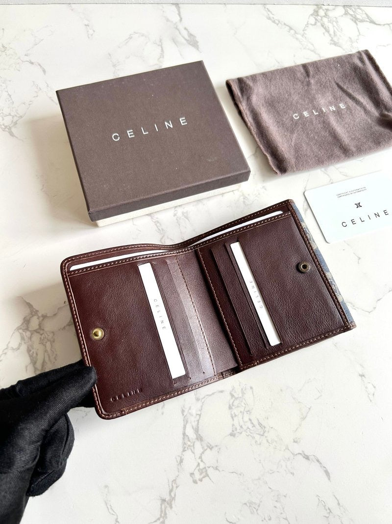 Celine denim blue monogram Arc de Triomphe short wallet