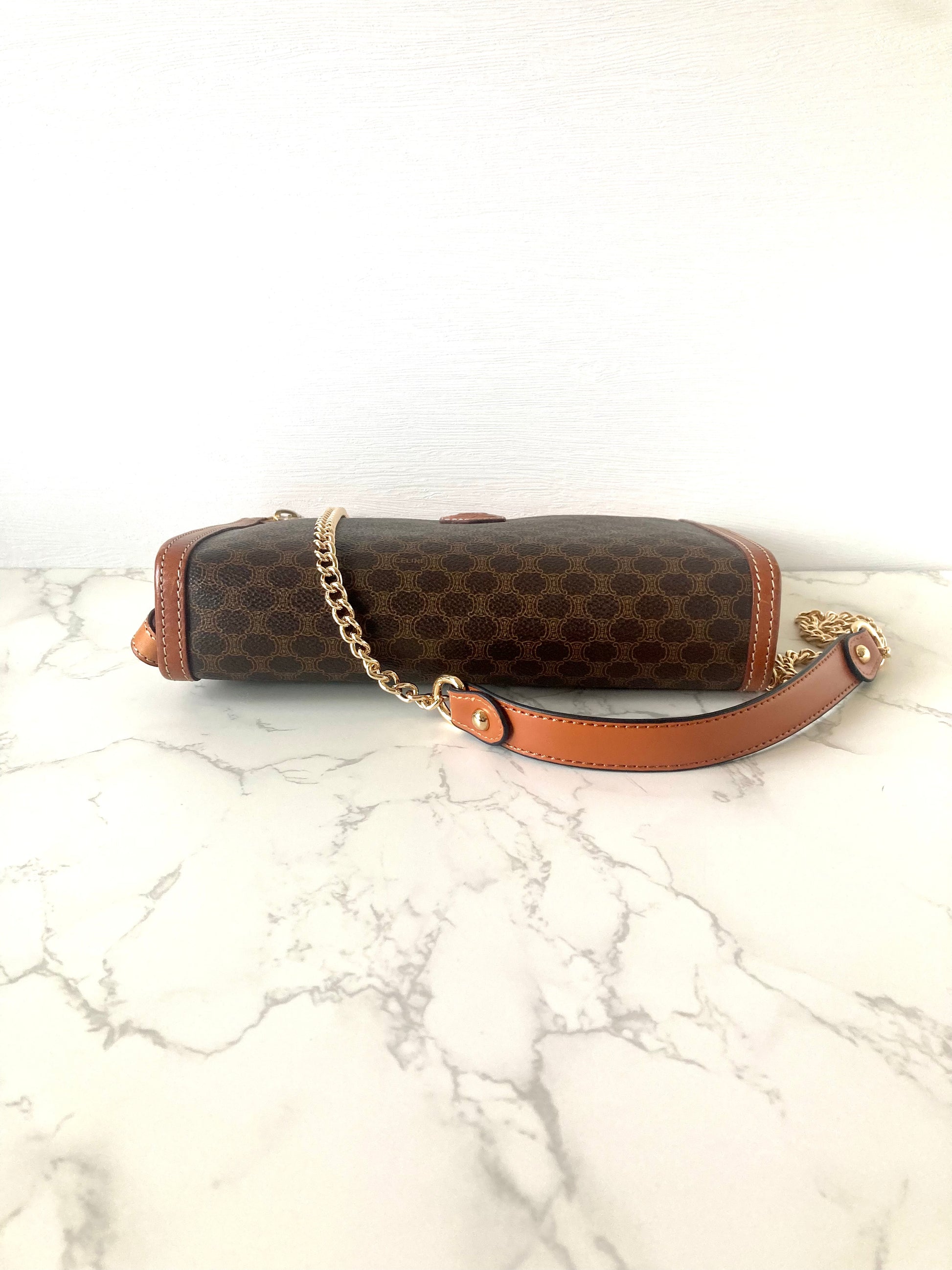 CELINE Brown Macadam Monogram Two-way Shoulder Bag