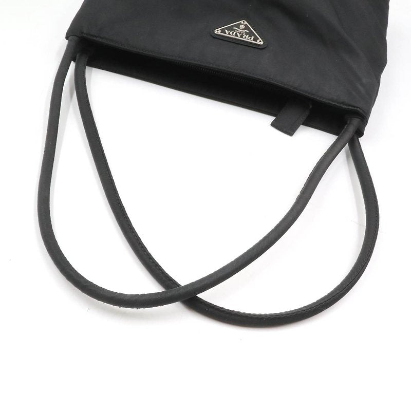 PRADA black silver triangle nylon tote bag/shoulder bag/handbag