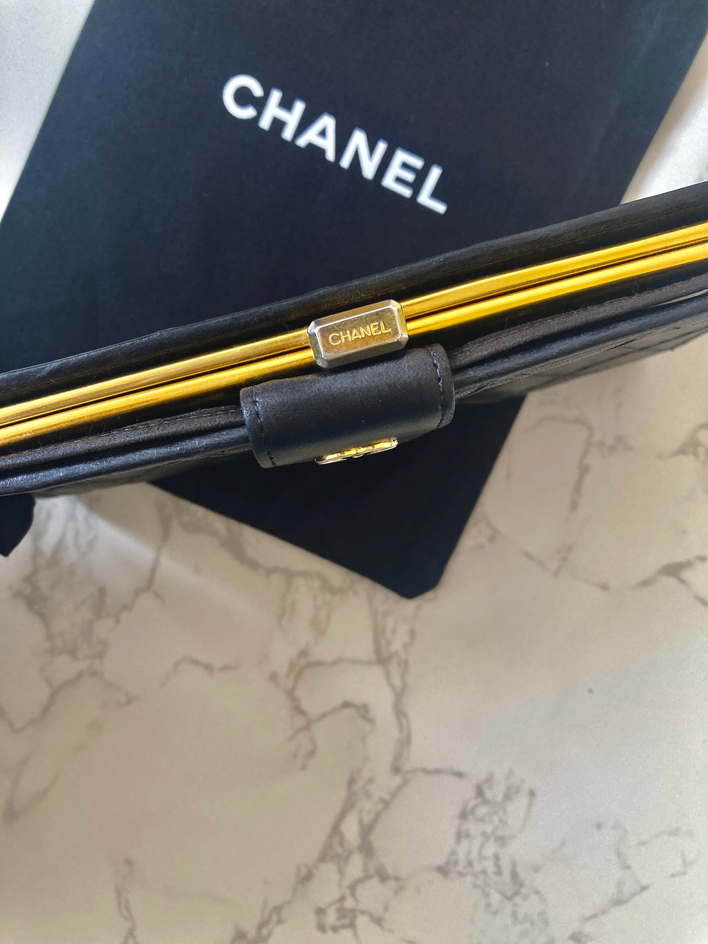 CHANEL Rare Black x Gold Long Bi-fold Wallet