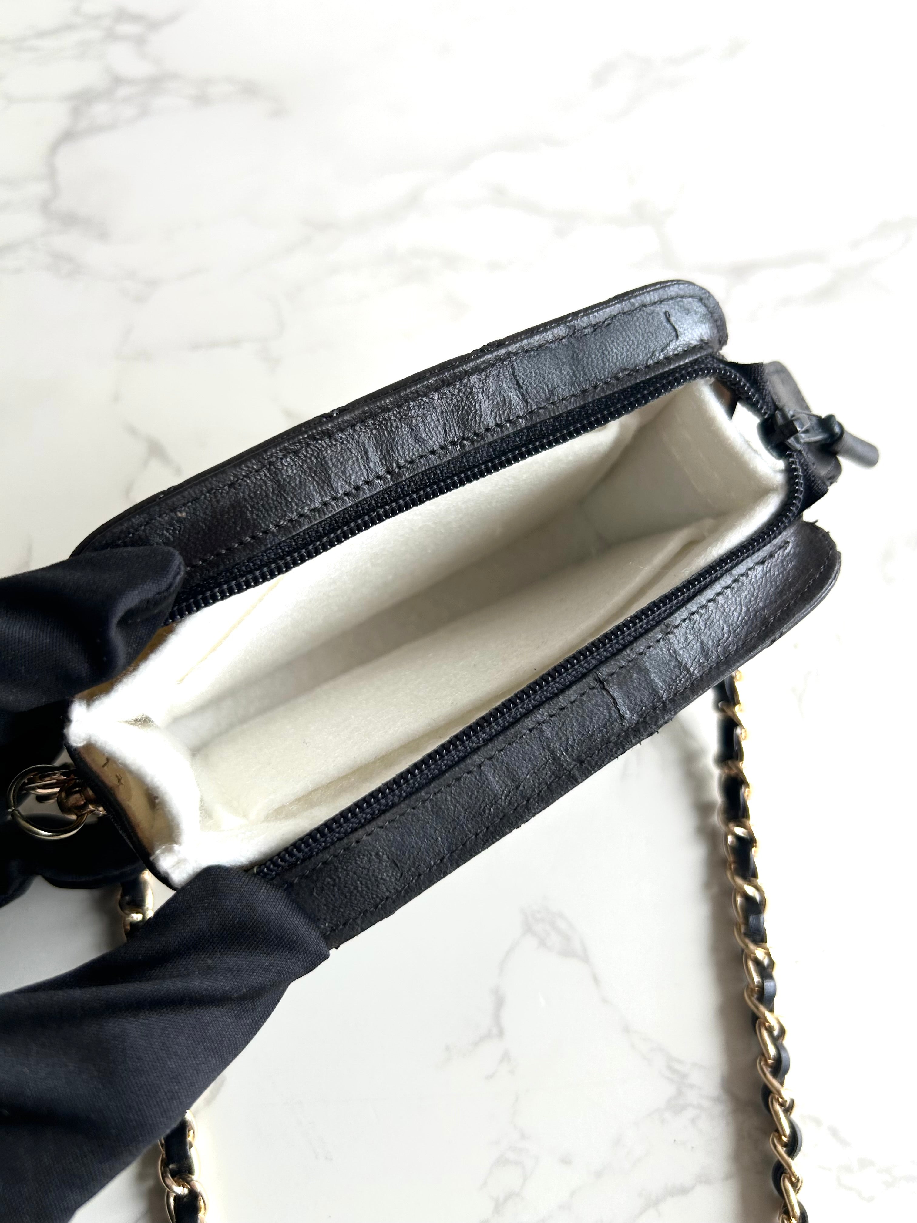 Used Chanel Black and Gold Lambskin Crossbody Bag Shoulder Bag