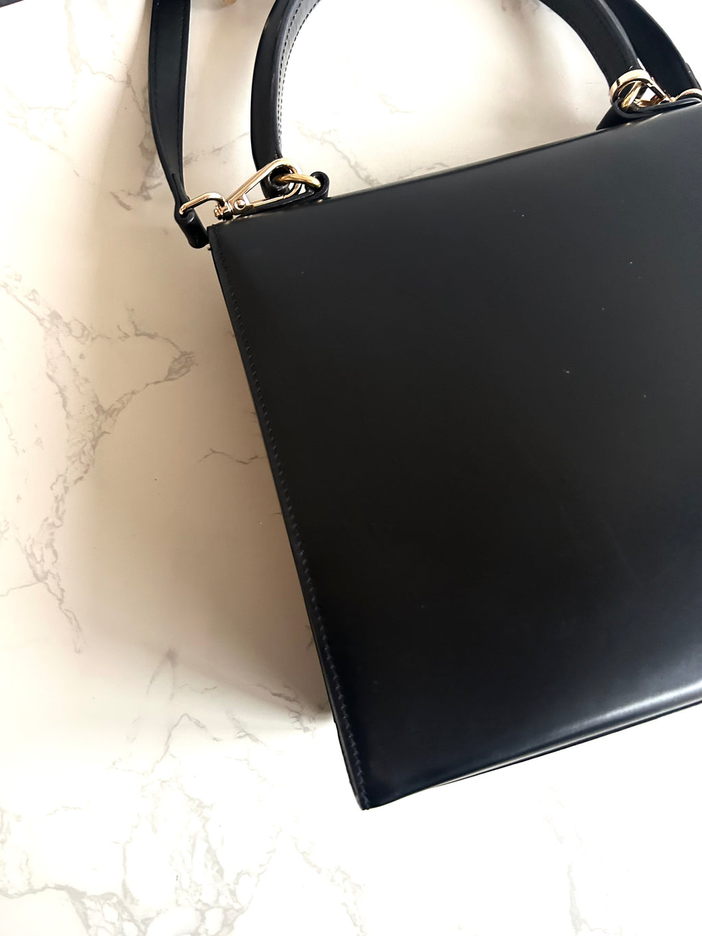 Celine Small Black and Gold Two-Way Kelly Bag Leather Crossbody Bag Shoulder Bag Handbag