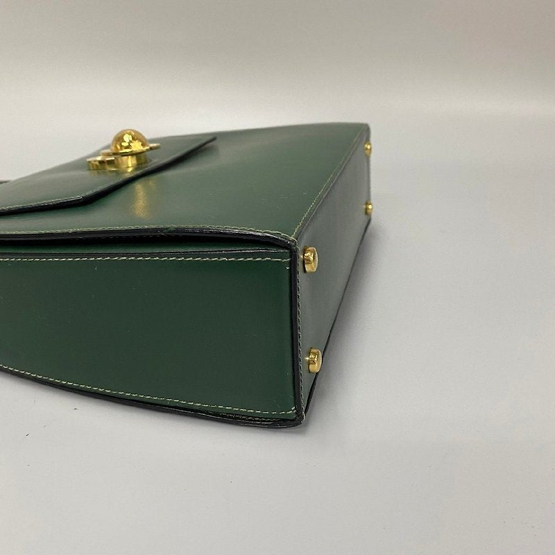 CELINE rare rotating gold planet green leather small bag / handbag