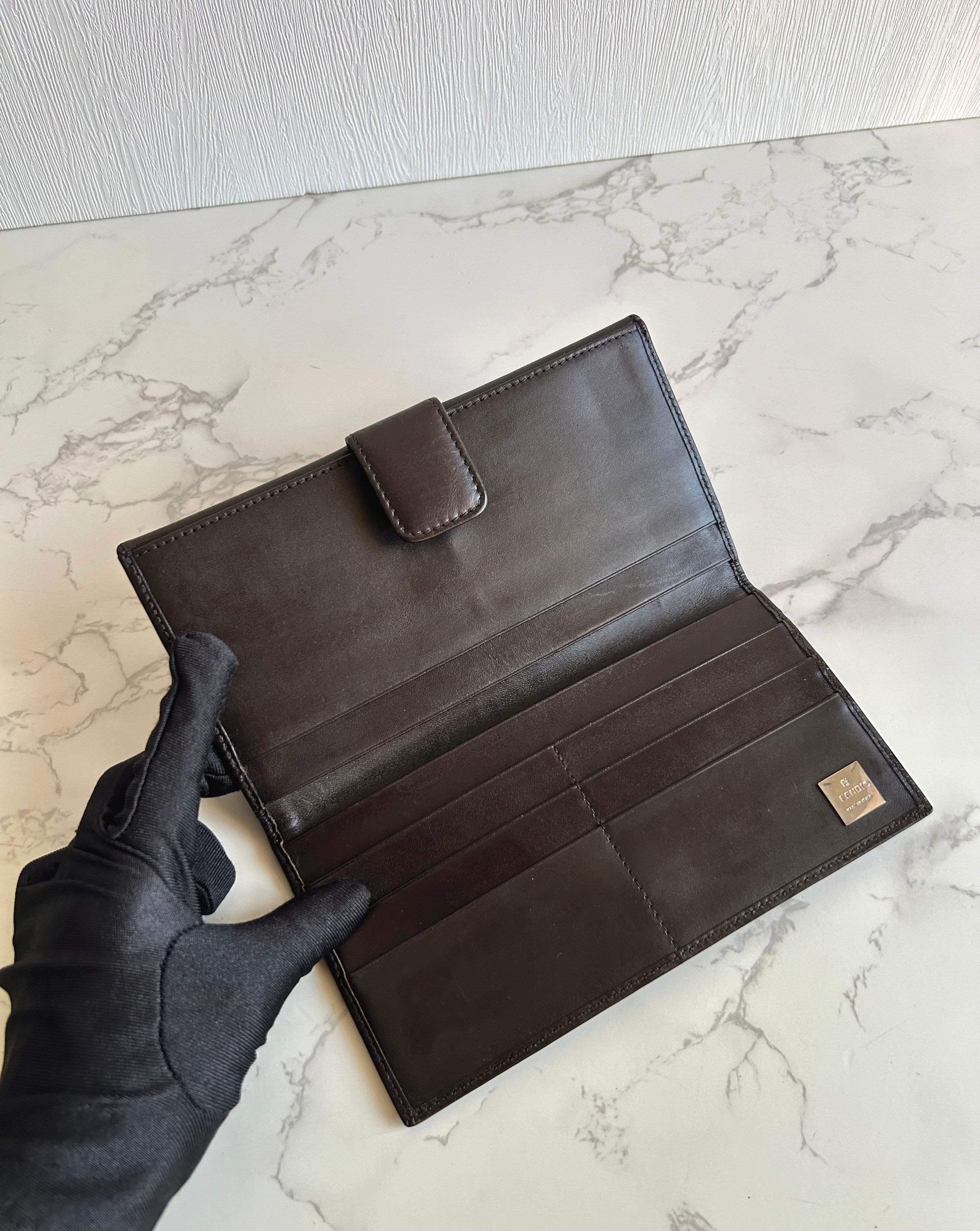FENDI Zucchino Brown Monogram Long Wallet/Long Clip