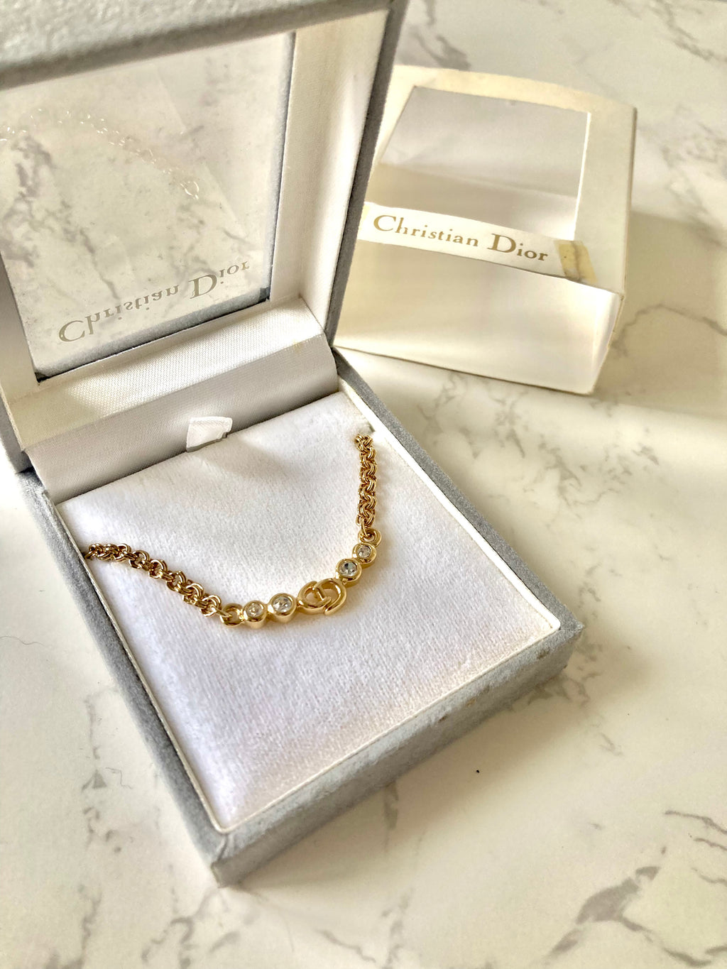 CHRISTIAN DIOR (Original Box Included) Rhinestone Collar Necklace