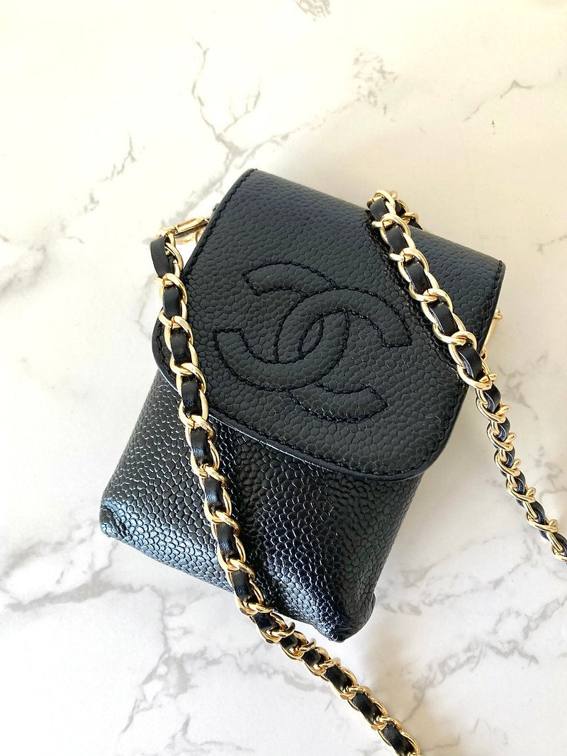 CHANEL Caviar Black Small Bag/Side Bag/Cross Bag - Japanese Second-hand Vintage