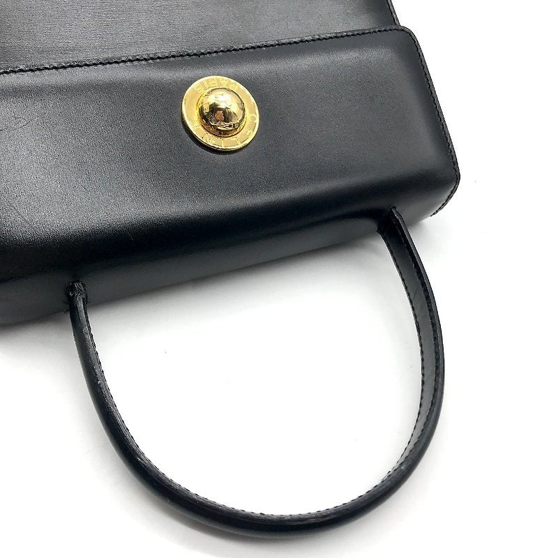 CELINE Rare Planet Black Gold Leather Kelly Handbag/Handbag