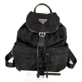 PRADA black silver triangle leather and nylon men's and women's backpack/backpack/backpack - Japanese second-hand Vintage
