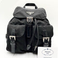 PRADA black silver triangle nylon men's and women's backpack/backpack/backpack