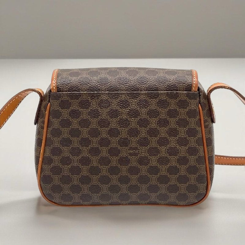 CELINE Brown Monogram Mini Pumpkin Leather Side Bag / Crossbody Bag