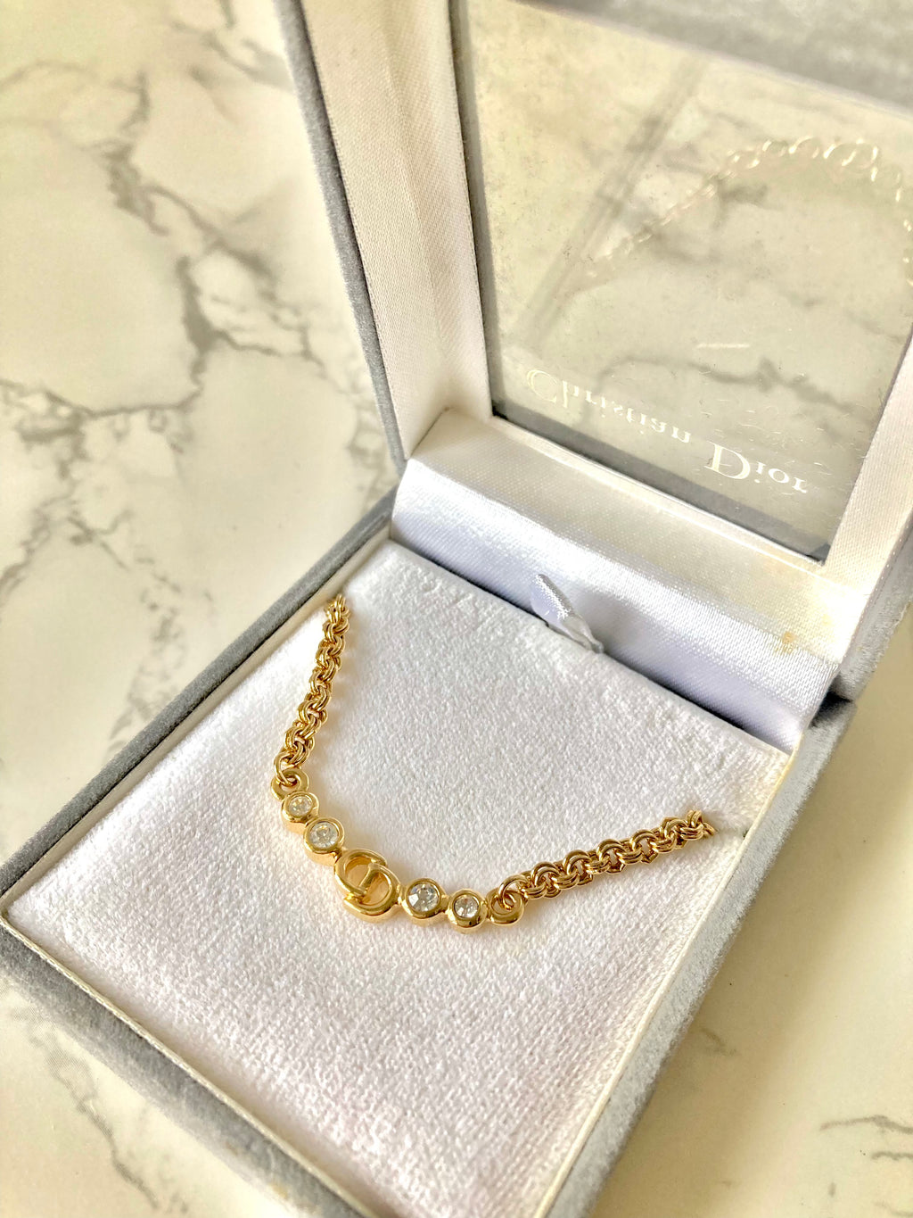 CHRISTIAN DIOR (Original Box Included) Rhinestone Collar Necklace