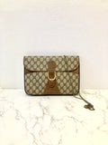 GUCCI Brown Monogram Horseshoe Shoulder Bag