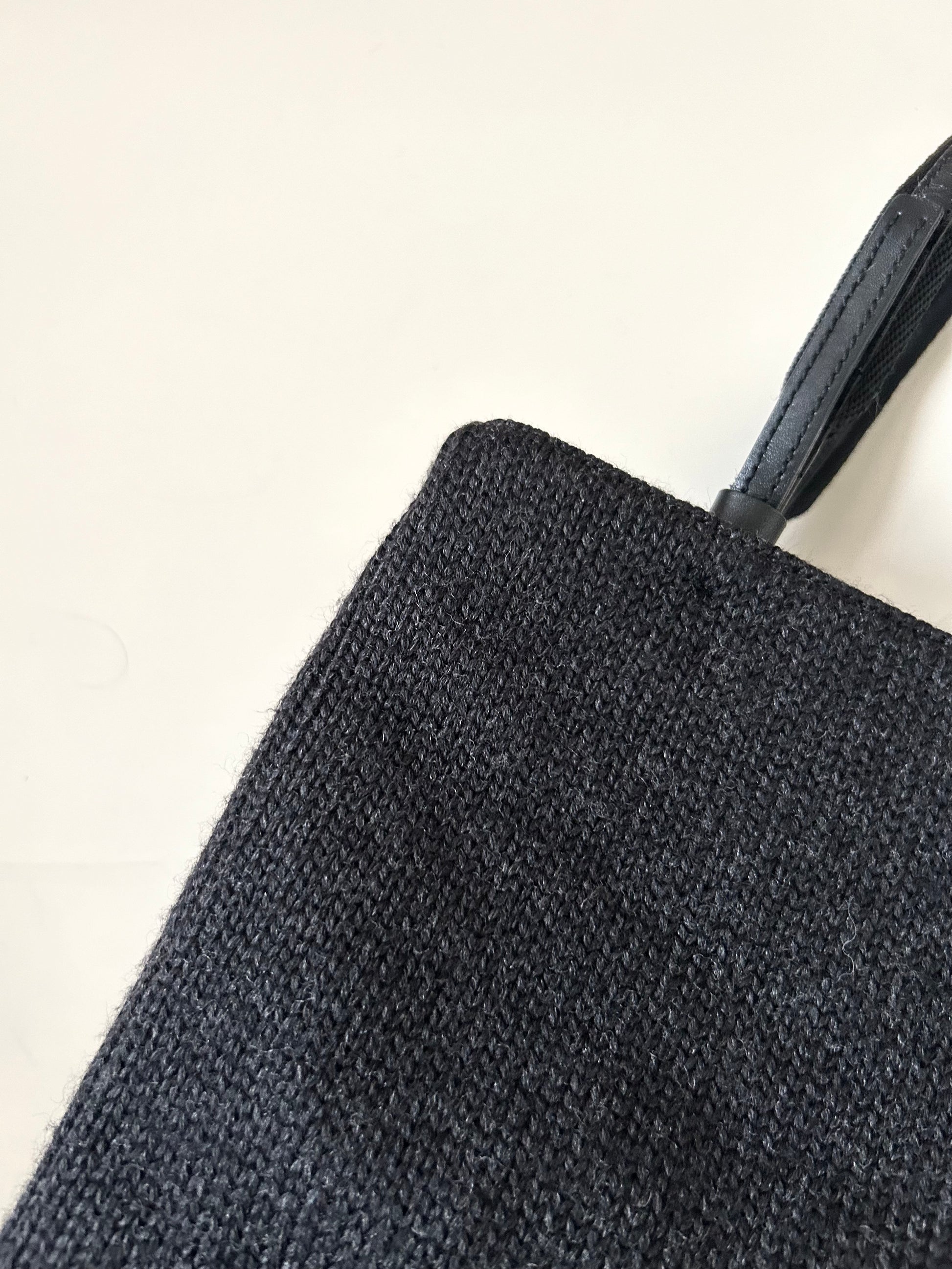 PRADA rare black woven small tote bag/shoulder bag/side backpack