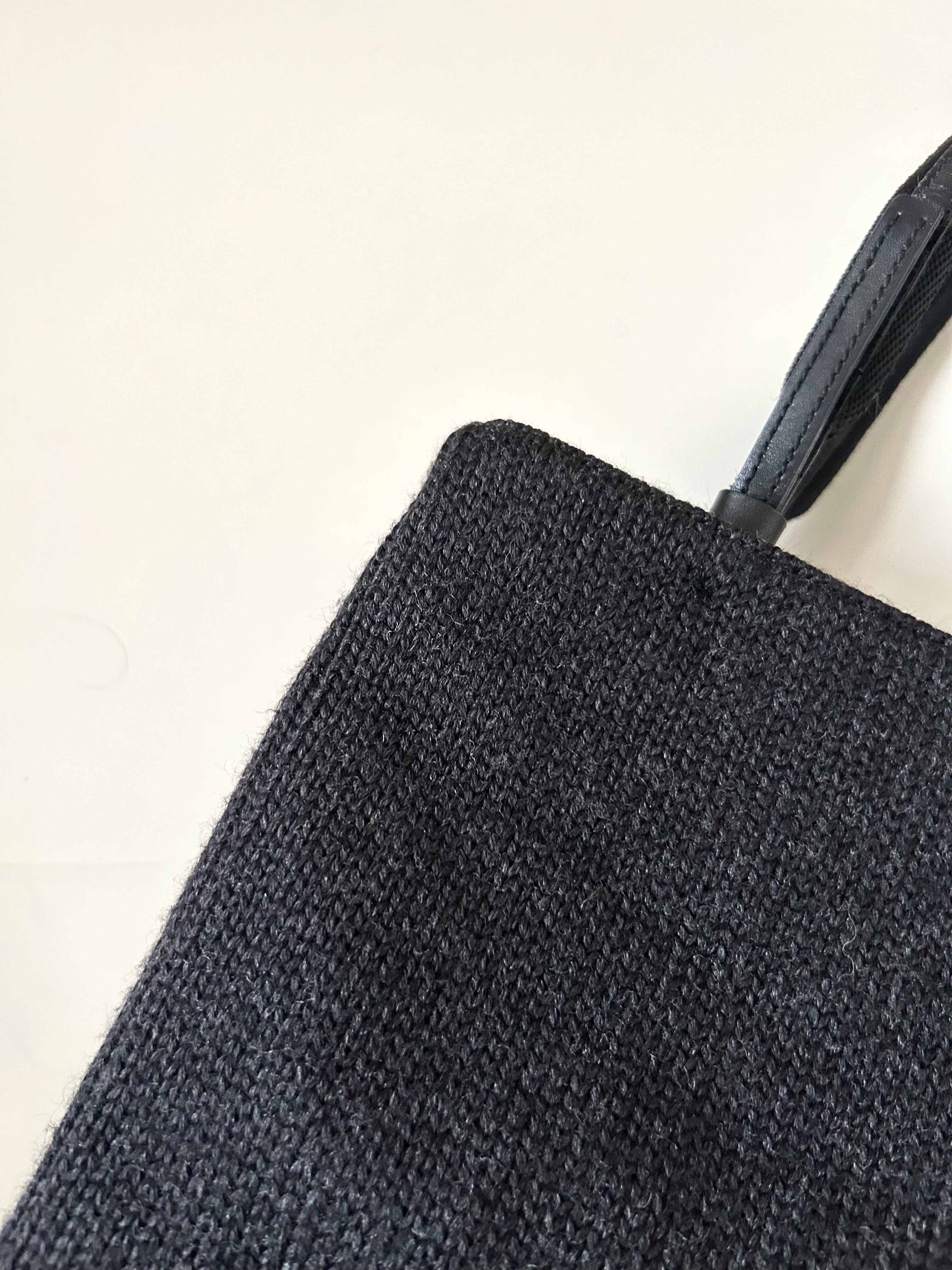 PRADA rare black woven small tote bag/shoulder bag/side backpack