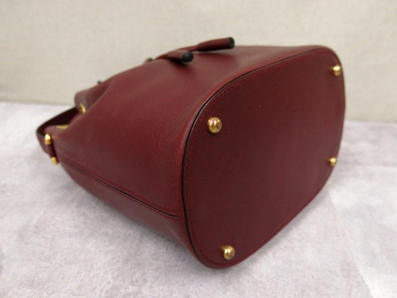 CARTIER Rare Burgundy Small Bucket Drawstring Bag/Side Bag/Messenger Bag