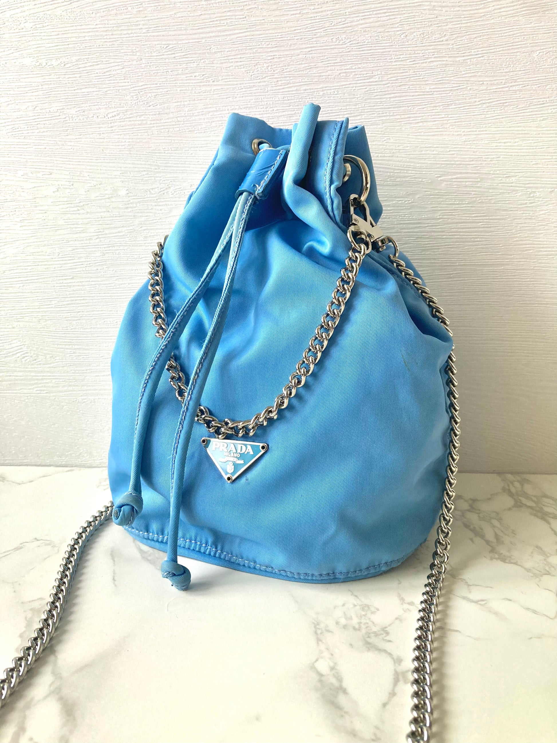 PRADA Parachute Chain Blue Mini Bucket (Add-on)
