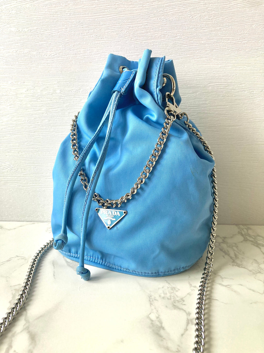 PRADA Parachute Chain Blue Mini Bucket (Add-on)