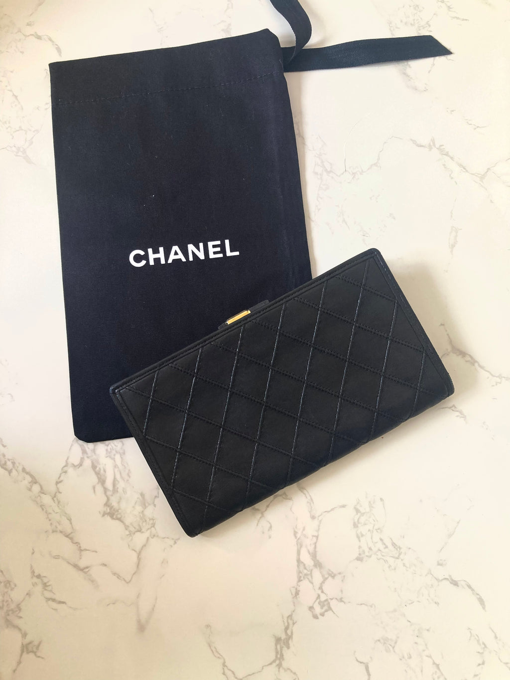 CHANEL Rare Black x Gold Long Bi-fold Wallet