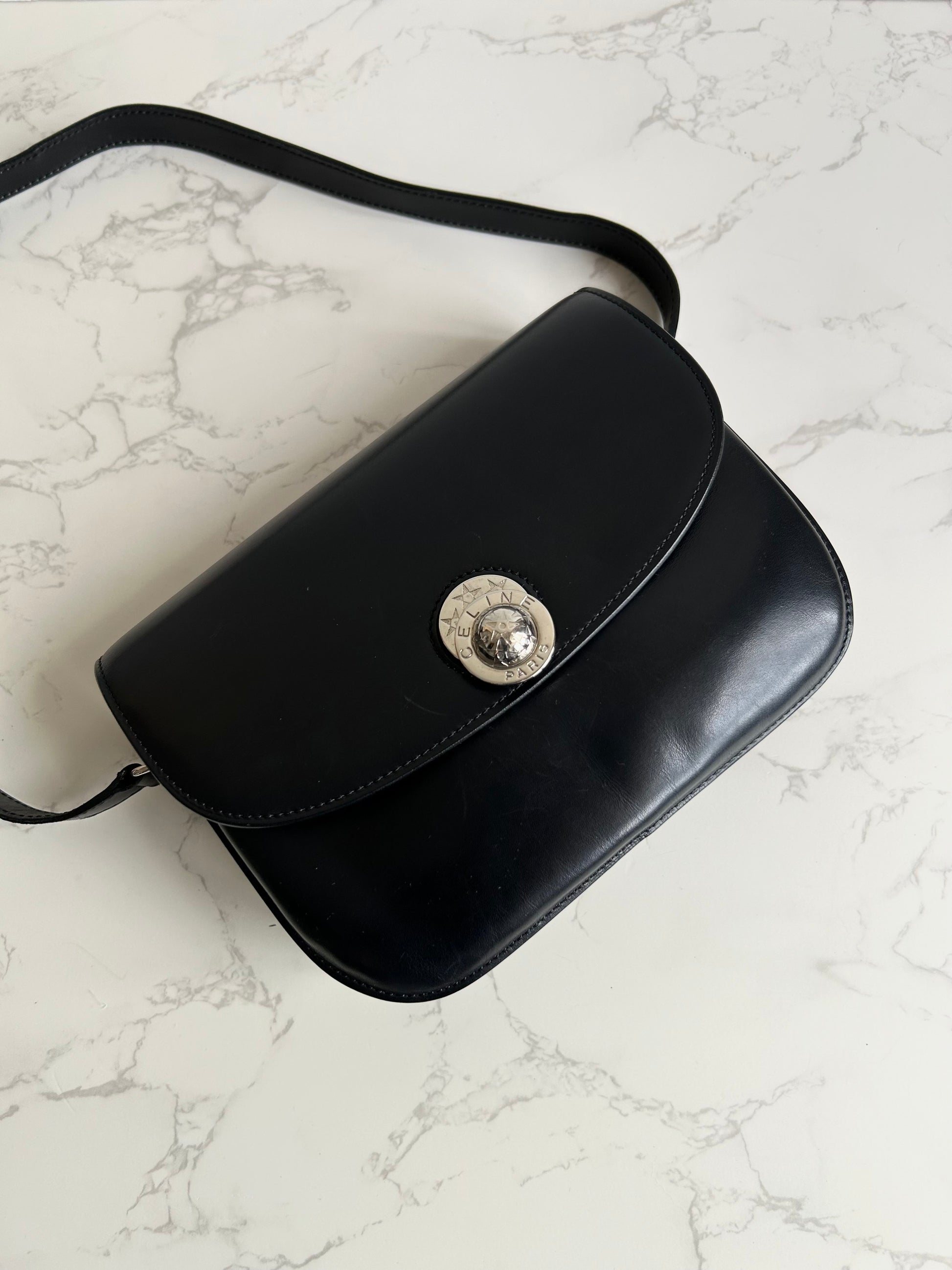 CELINE Rare Moving Planet Black Tofu Side Bag/Slant Bag