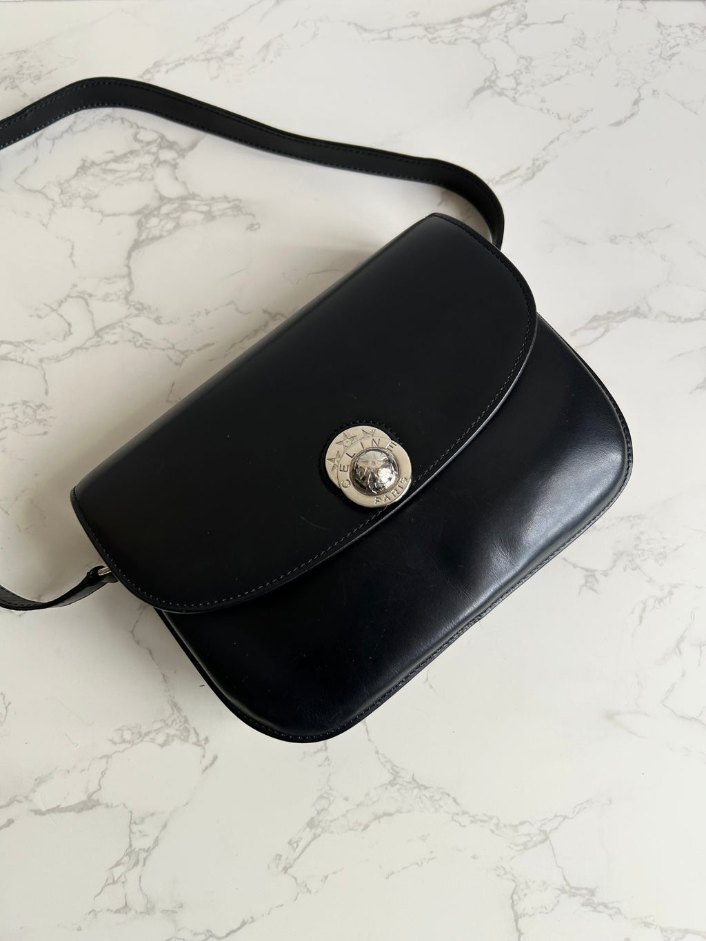 CELINE Rare Moving Planet Black Tofu Side Bag/Slant Bag