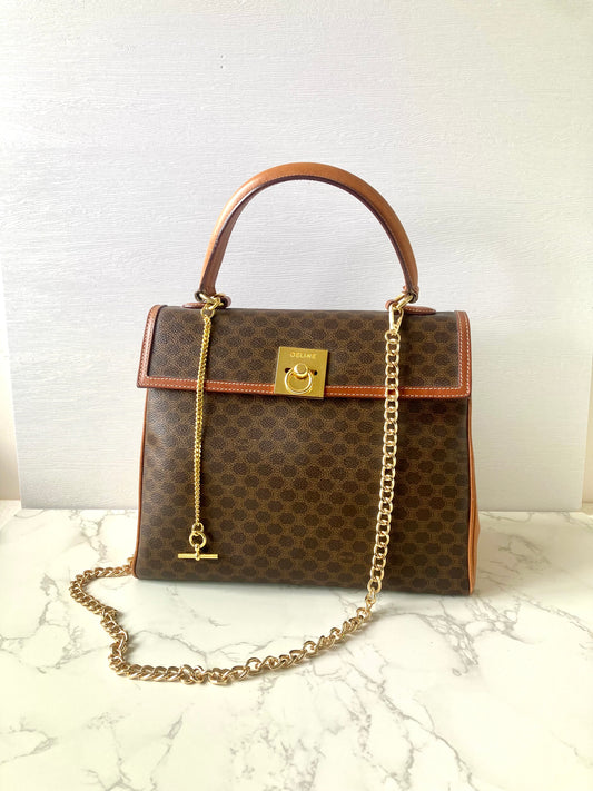 CELINE Two-way Kelly Monogram Handbag / Crossbody Bag