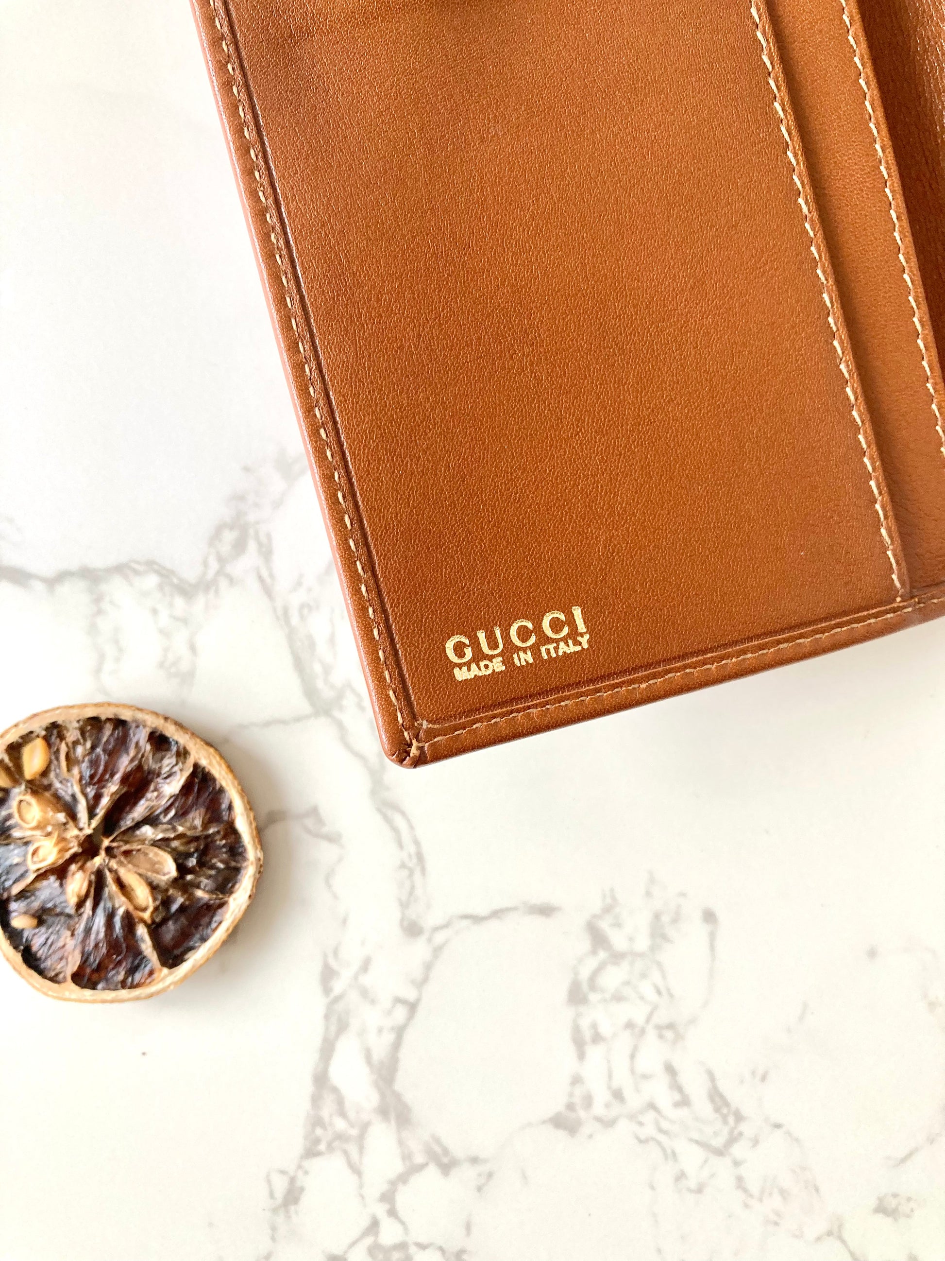 GUCCI Bamboo Caramel Brown Leather Long Bi-fold Wallet