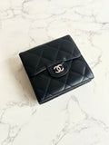 Pre-owned Chanel Double-Sided Black and Silver Lambskin Short Wallet