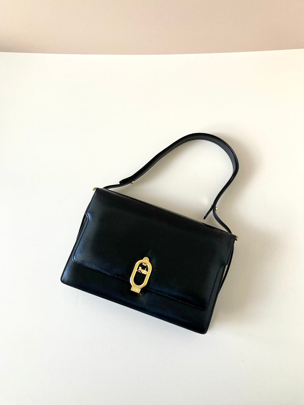 CELINE Black x Gold Horse Carriage Crossbody Bag