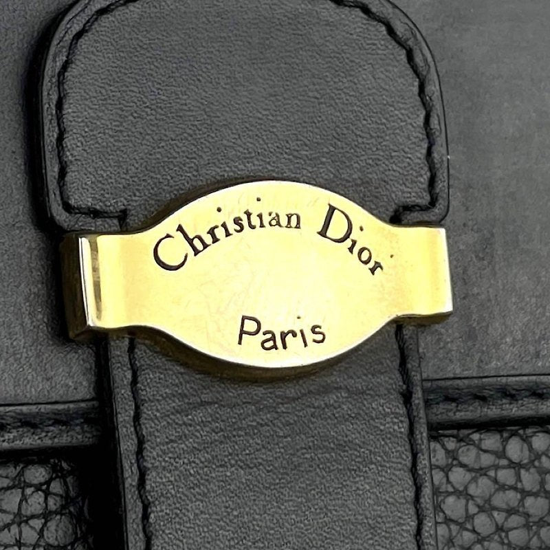 CHRISTIAN DIOR rare black patchwork leather gold buckle side bag / crossbody bag