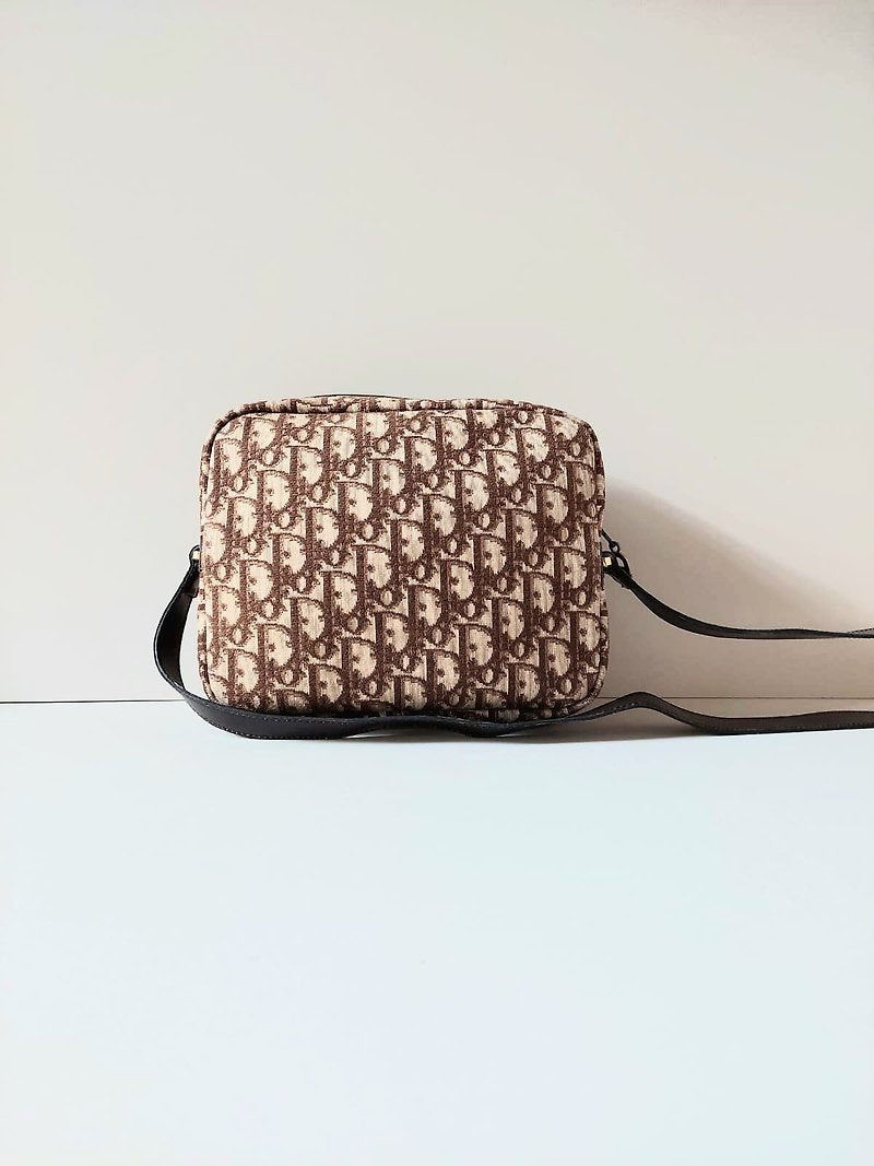 CHRISTIAN DIOR Burgundy old flower camera bag/shoulder bag/side bag/oblique bag