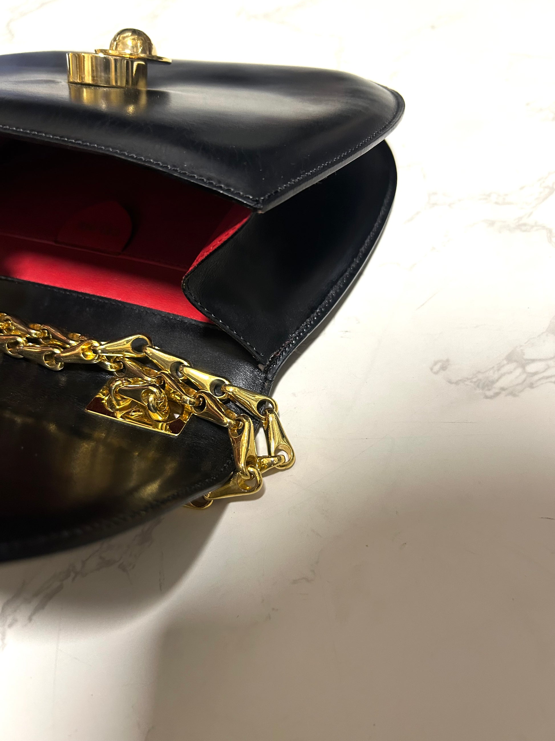 稀有CELINE黑金旋轉星球水滴鏈馬鞍包/側背包/斜背包