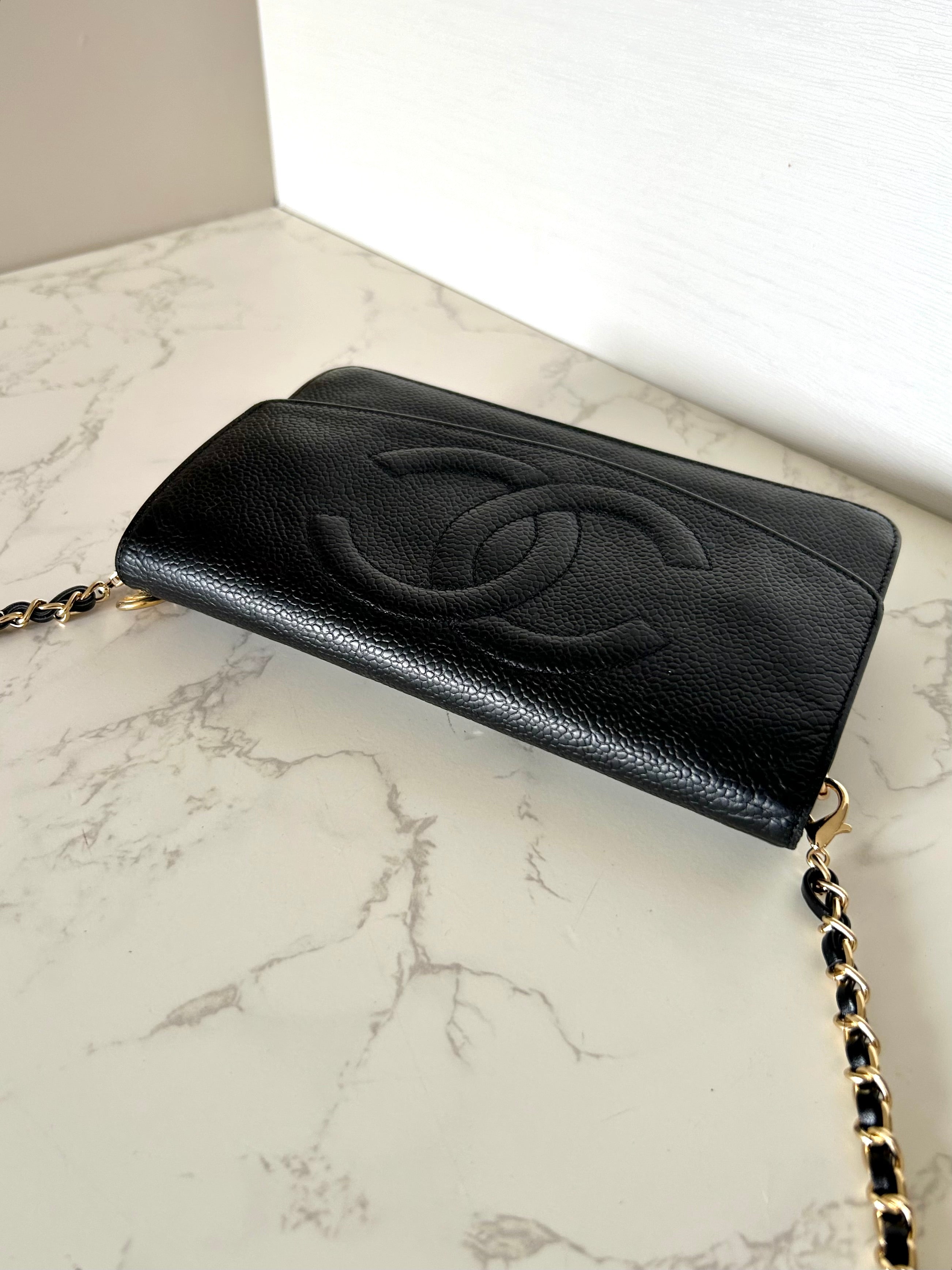 CHANEL Rare Black Caviar Chain WOC/Side Bag/Messenger Bag