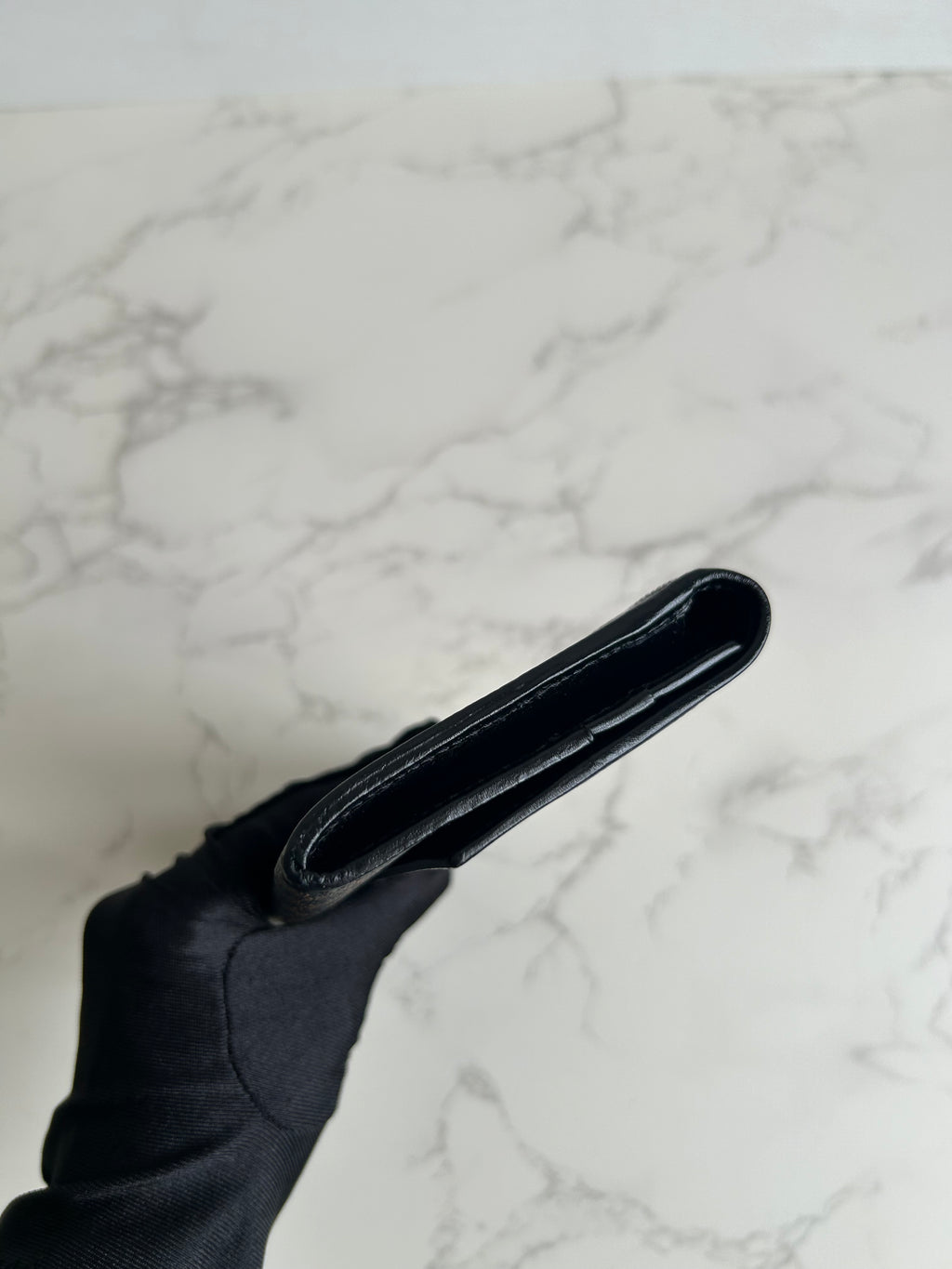 CELINE black monogram leather long wallet/wallet