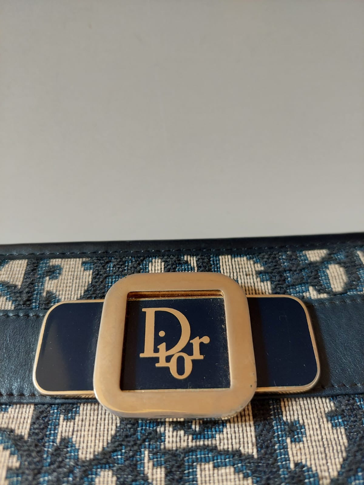 CHRISTIAN DIOR dark blue monogram shoulder bag / side bag