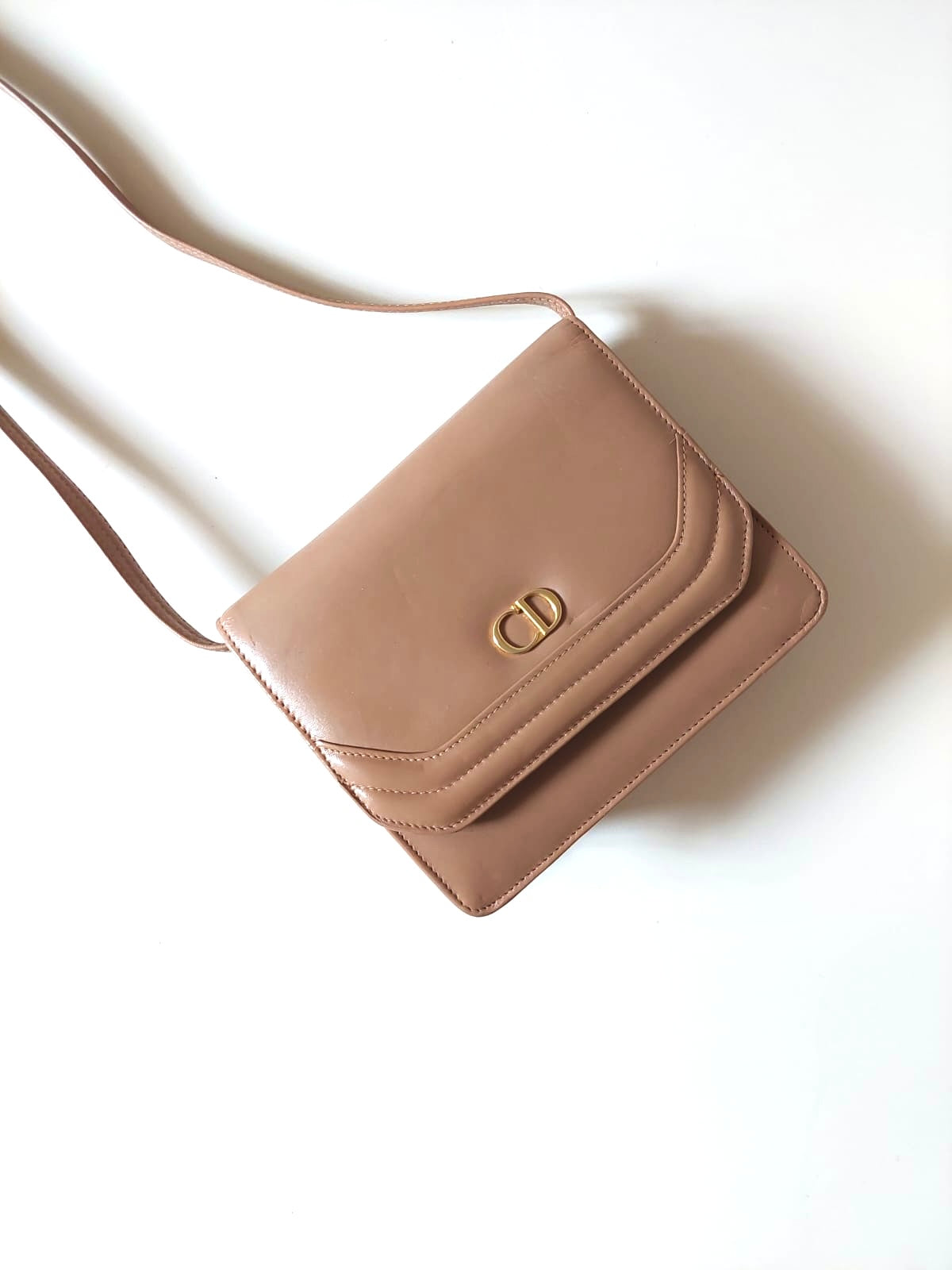 CHRISTIAN DIOR Beige CD Gold Label Envelope Small Shoulder Bag/Side Bag/Cross Bag - Japanese Second-hand Vintage