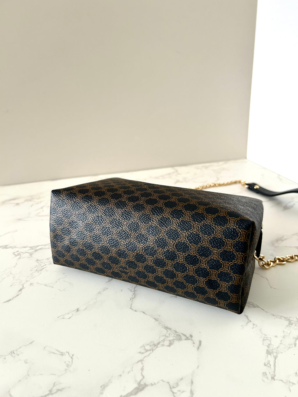 CELINE Rare Medium Cloud Black Old Flower Side Bag / Diagonal Bag
