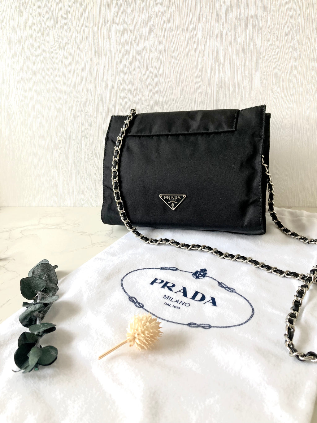 PRADA Tessuto Nylon Black Small Two-way Crossbody / Pouch Bag