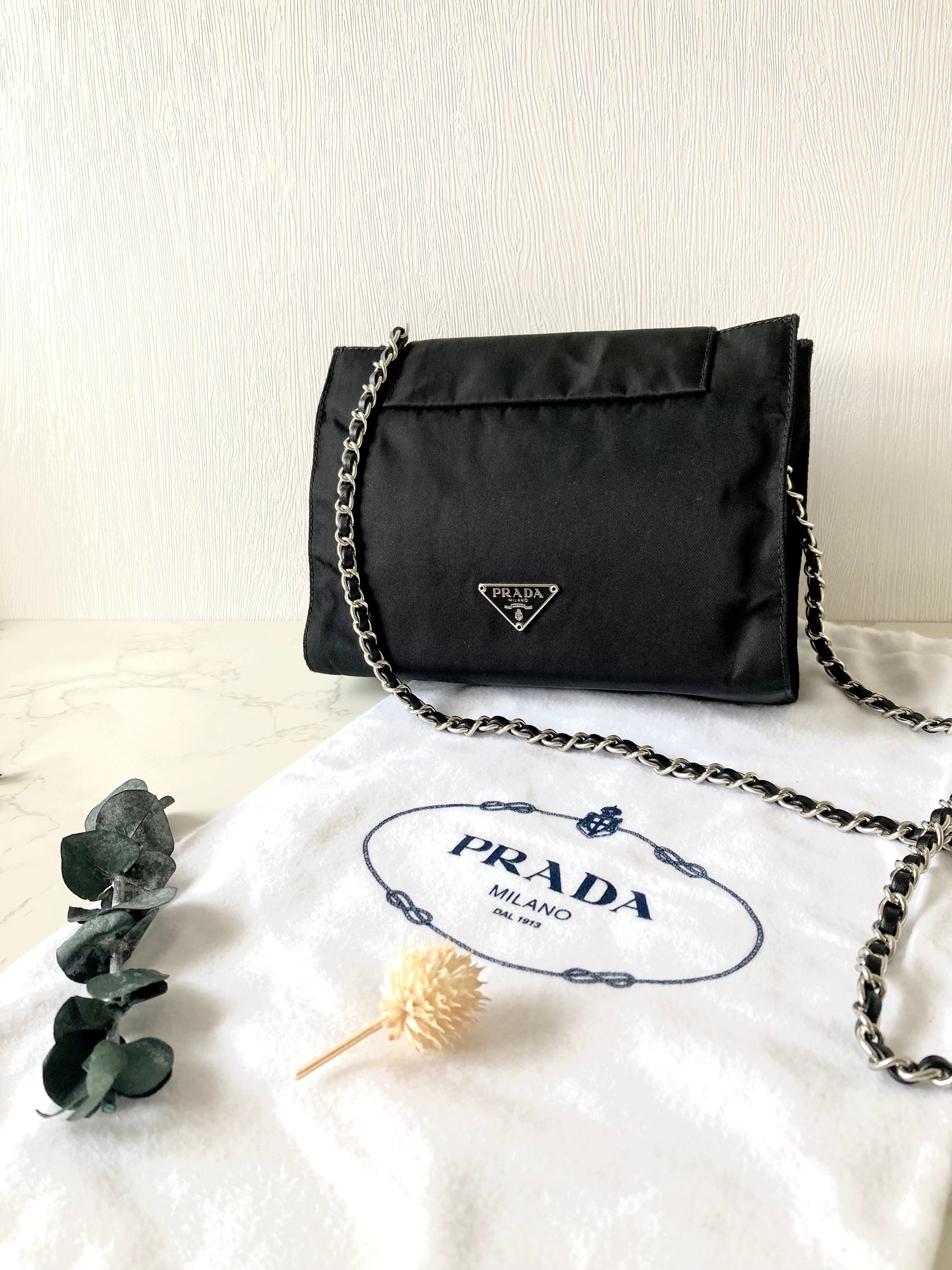 PRADA Tessuto Nylon Black Small Two-way Crossbody / Pouch Bag