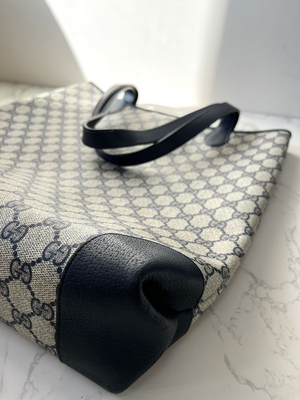 GUCCI Navy Monogram Tote Bag