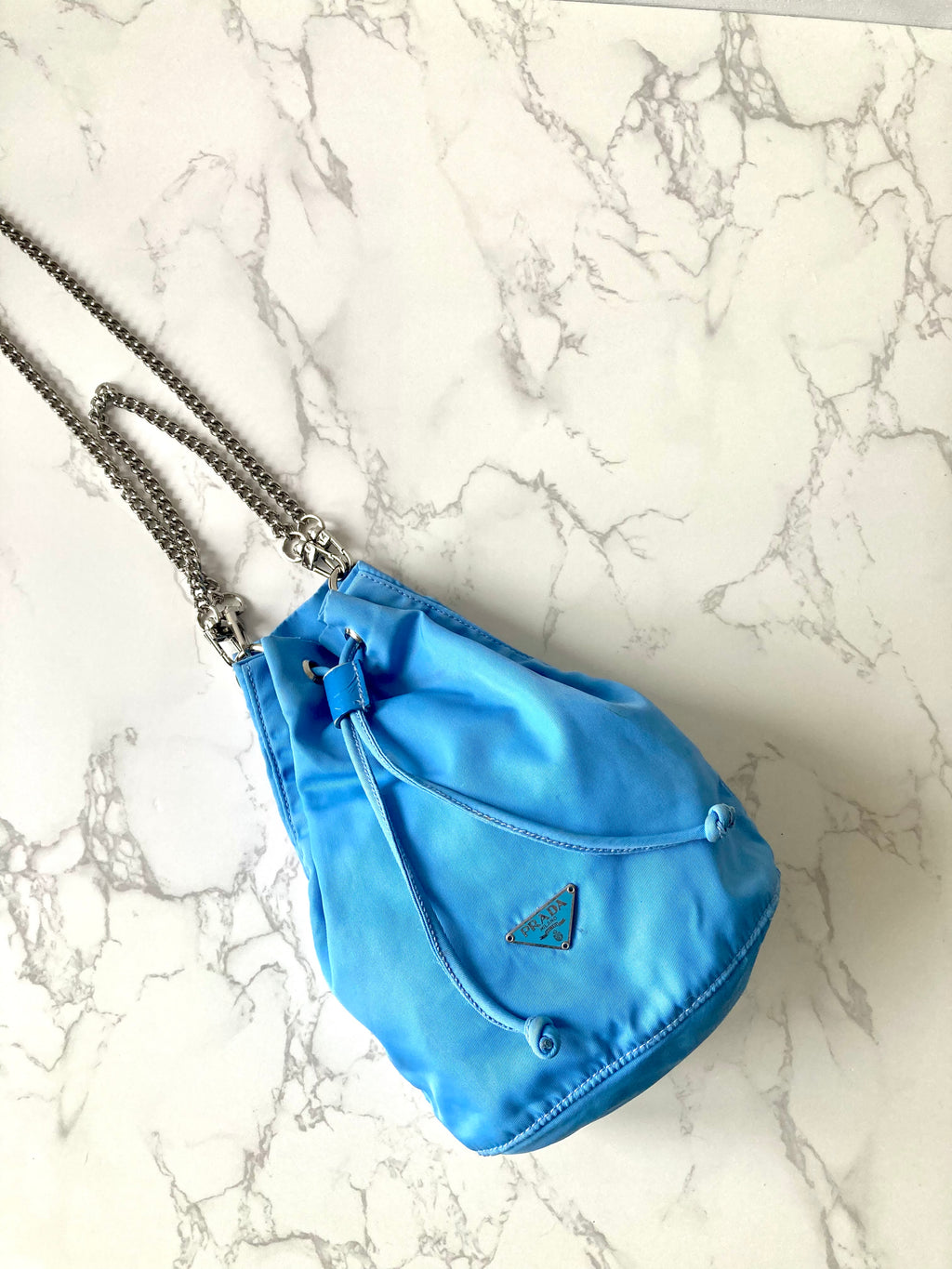PRADA Parachute Chain Blue Mini Bucket (Add-on)