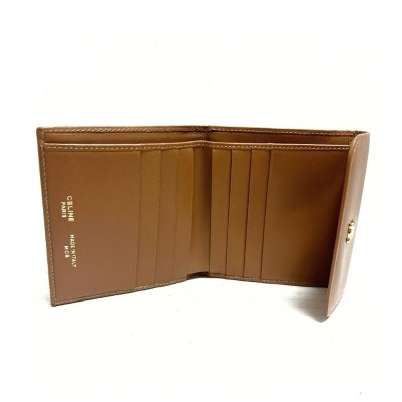 CELINE Brown Old Flower Arc de Triomphe Old Flower Short Wallet/Purse/Wallet