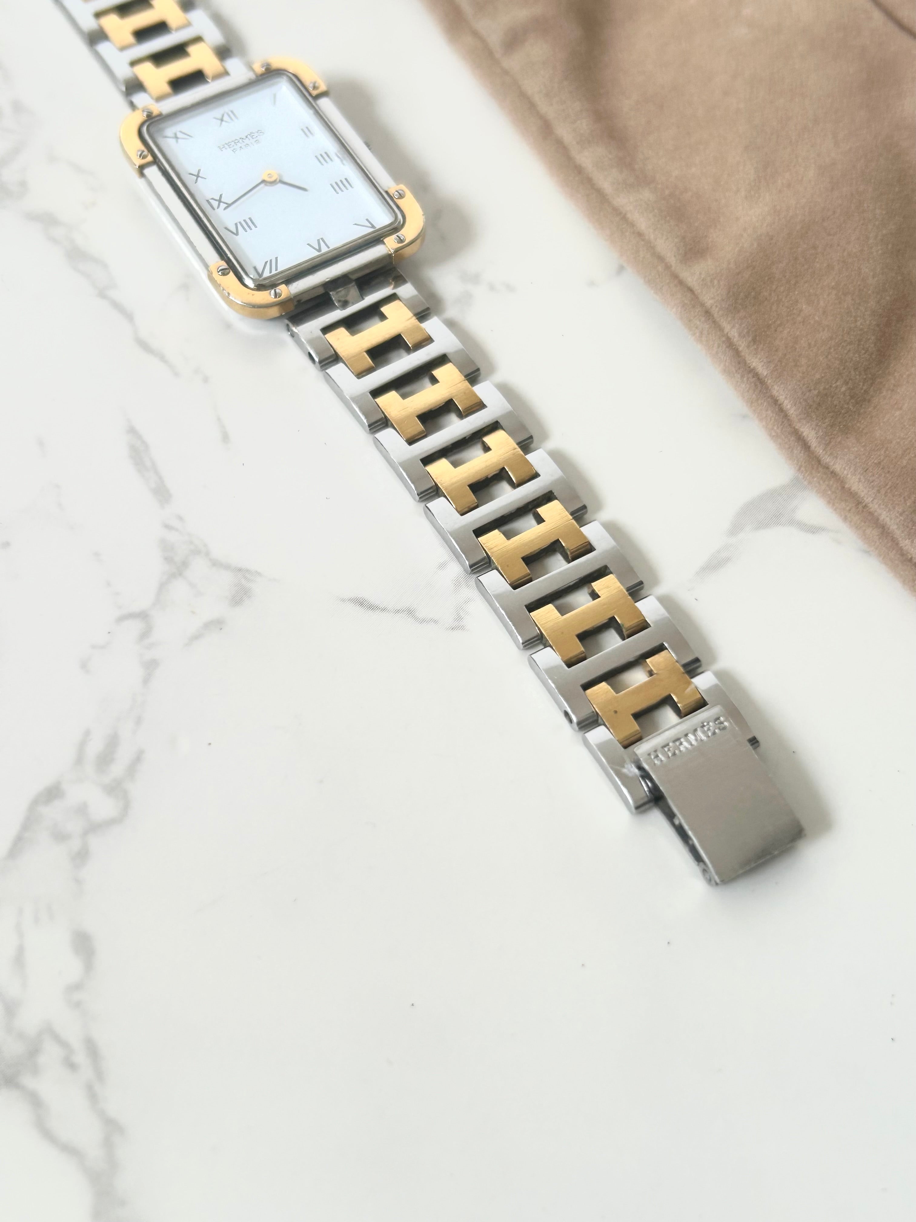 HERMES rare Croisiere gold and silver bracelet men's and women's watch