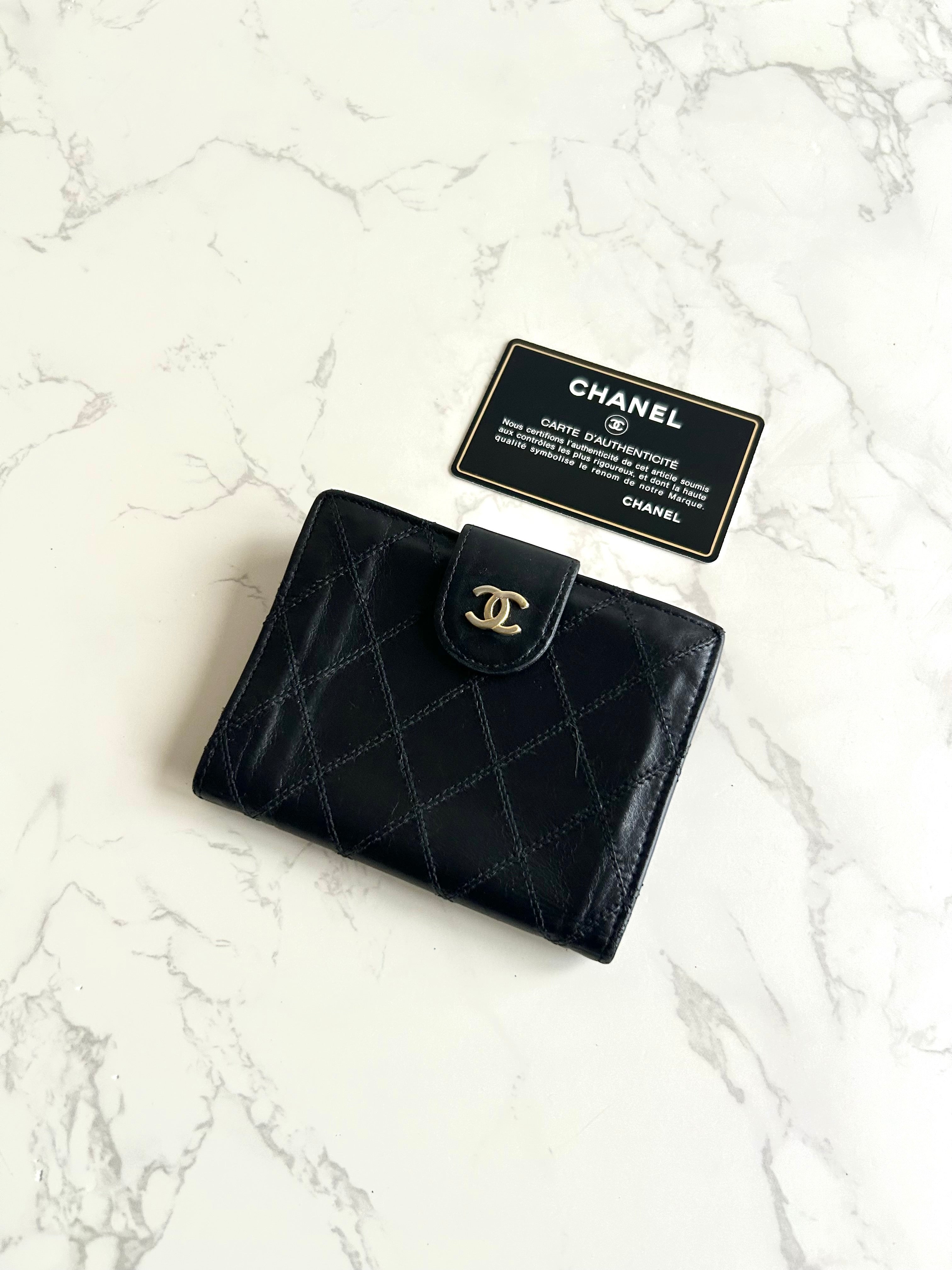 Chanel Black Matelassé Lambskin Wallet